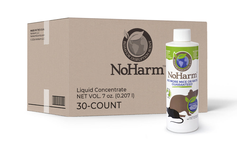 30-count pack of No Harm Scents liquid bottles displayed with branded box packaging