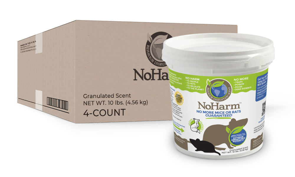 4-count bucket of No Harm Scents product shown with branded outer box packaging
